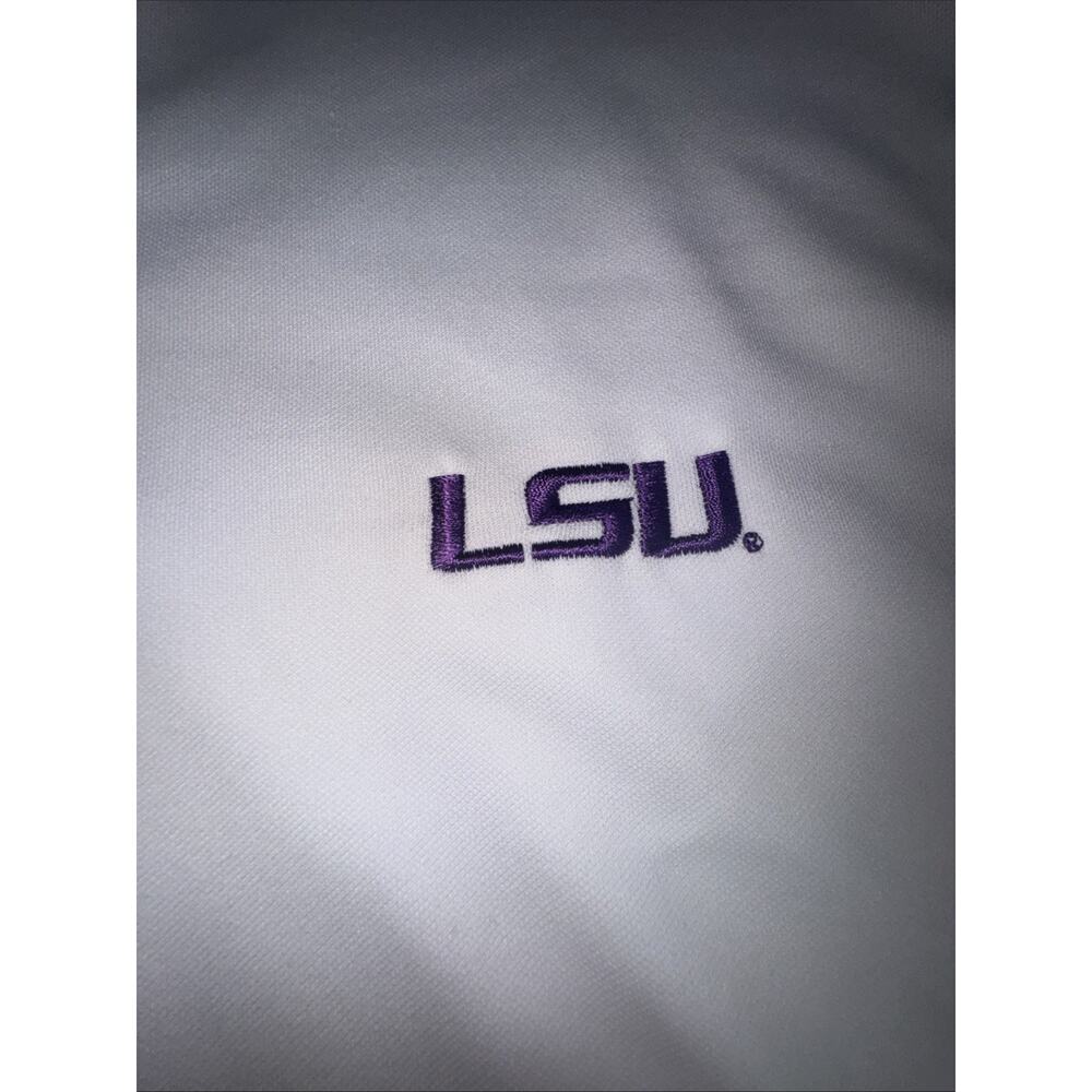 LSU Antigua Mens White Golf Polo Shirt Medium M Louisiana State University G20 - Picture 2 of 4